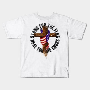 'Stand for the Flag Kneel for the Cross' Cool July 4th Gift Kids T-Shirt